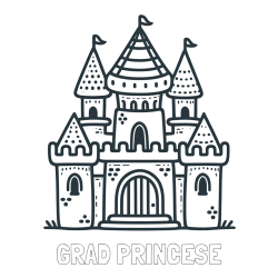 Online izdelana pobarvanka - Pobarvanka imena GRAD PRINCESE in otroška pobarvanka gradu
