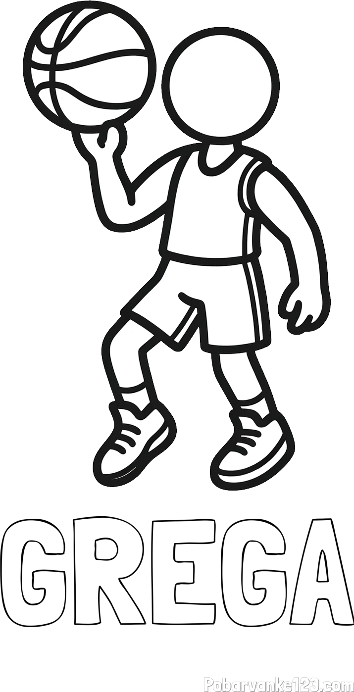 Pobarvanka imena GREGA in otroška pobarvanka košarkarja