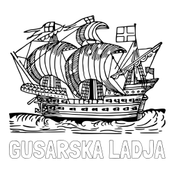 Online izdelana pobarvanka - Pobarvanka imena GUSARSKA LADJA in pobarvanka velike in stare ladje