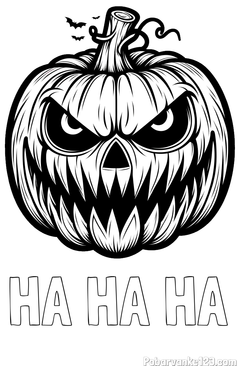 Pobarvanka imena HA HA HA in pobarvanka zlobne buče za noč čarovnic