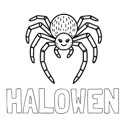 Online izdelana pobarvanka - Pobarvanka imena HALOWEN in pobarvanka veselega pajka