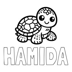 Online izdelana pobarvanka - Pobarvanka imena HAMIDA in otroška pobarvanka želve