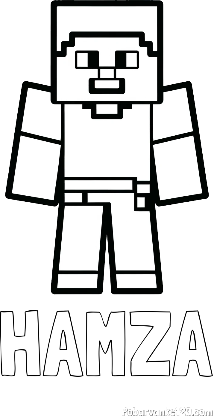 Pobarvanka imena HAMZA in pobarvanka Minecraft figurice