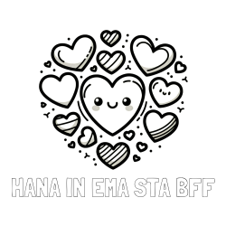 Pobarvanka imena HANA IN EMA STA BFF in pobarvanka srčkov