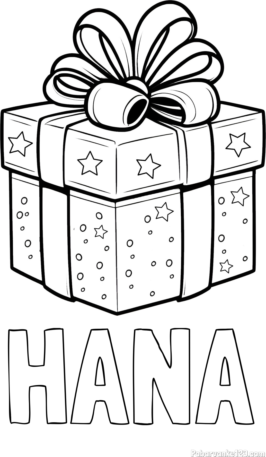 Pobarvanka imena HANA in pobarvanka božičnega darila