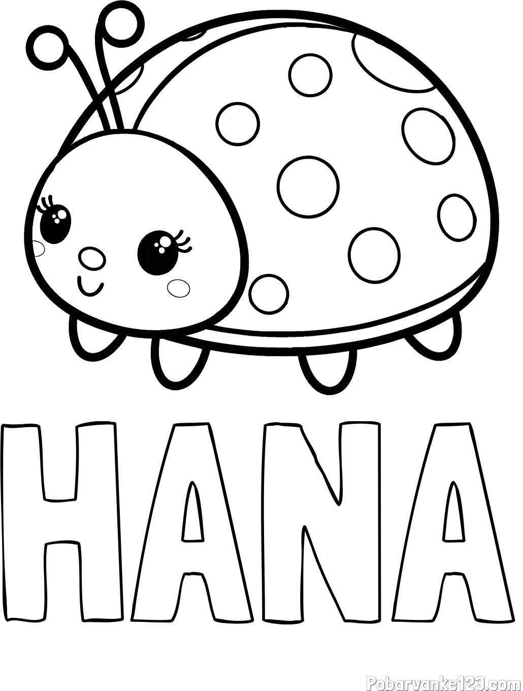 Pobarvanka imena HANA in pobarvanka ljubke pikapolonice