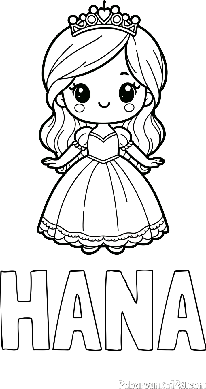 Pobarvanka imena HANA in pobarvanka ljubke princeske