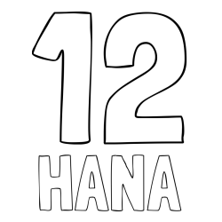 Online izdelana pobarvanka - Pobarvanka imena HANA in pobarvanka številke dvanajst (12)