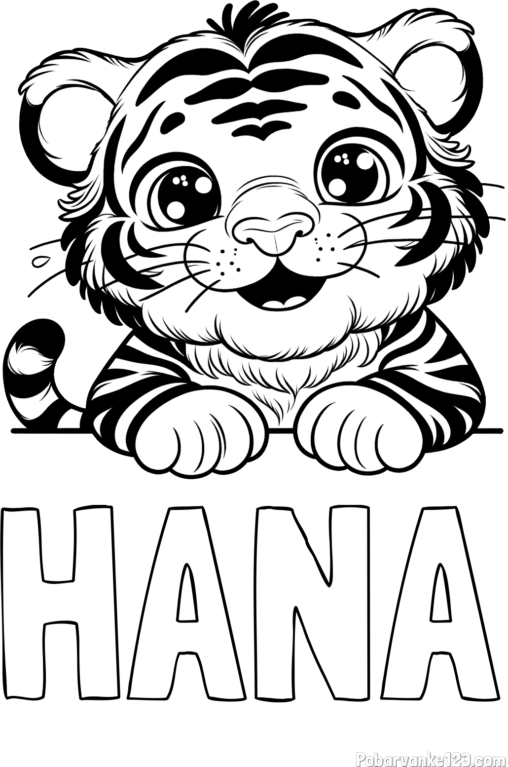 Pobarvanka imena HANA in pobarvanka tigrček