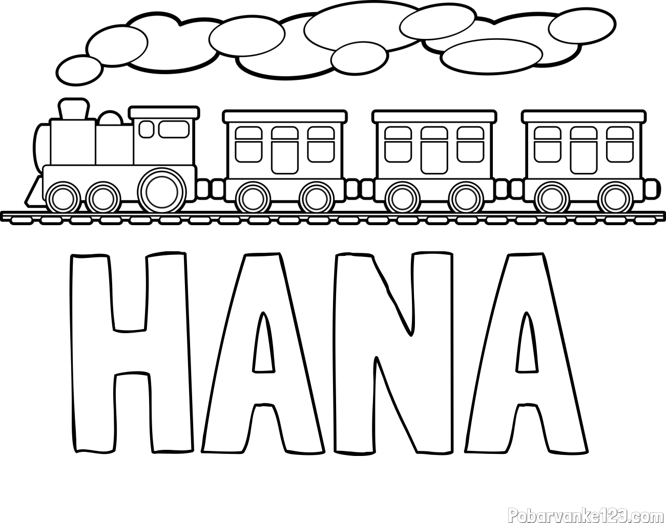 Pobarvanka imena HANA in pobarvanka vlaka