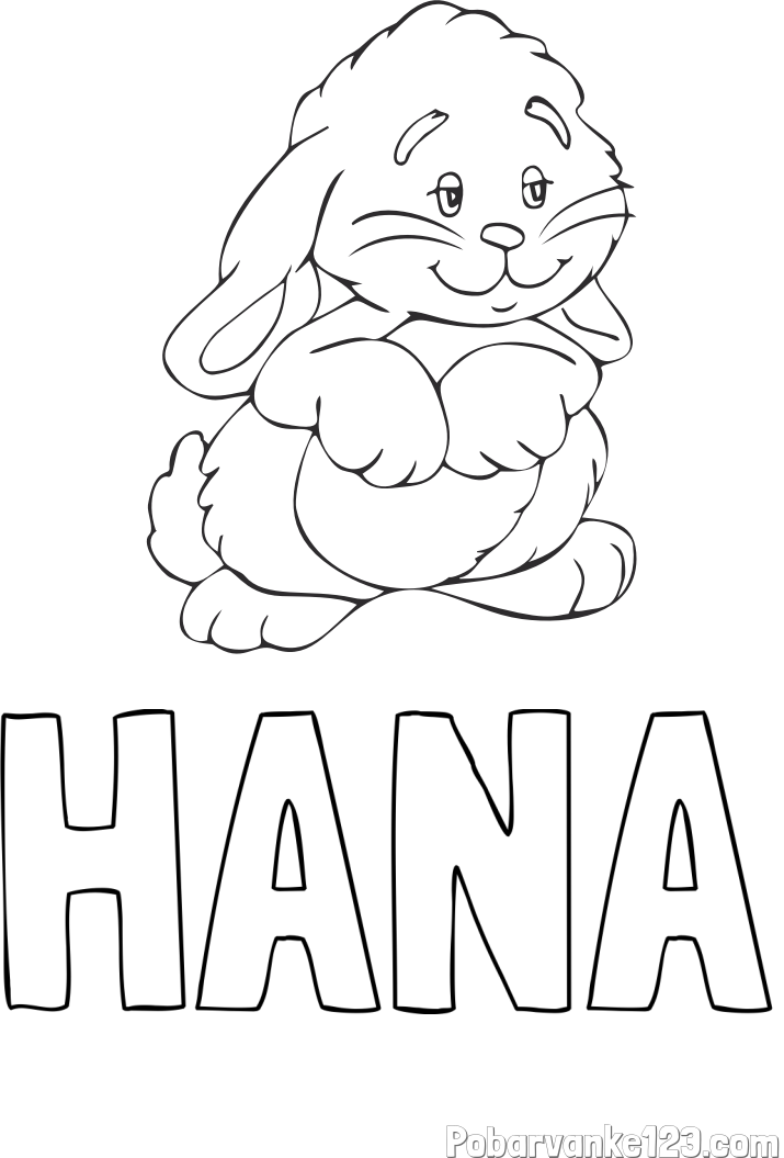 Pobarvanka imena HANA in pobarvanka zajčka
