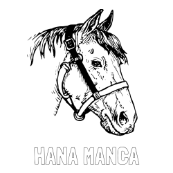 Online izdelana pobarvanka - Pobarvanka imena HANA MANCA in konjska glava