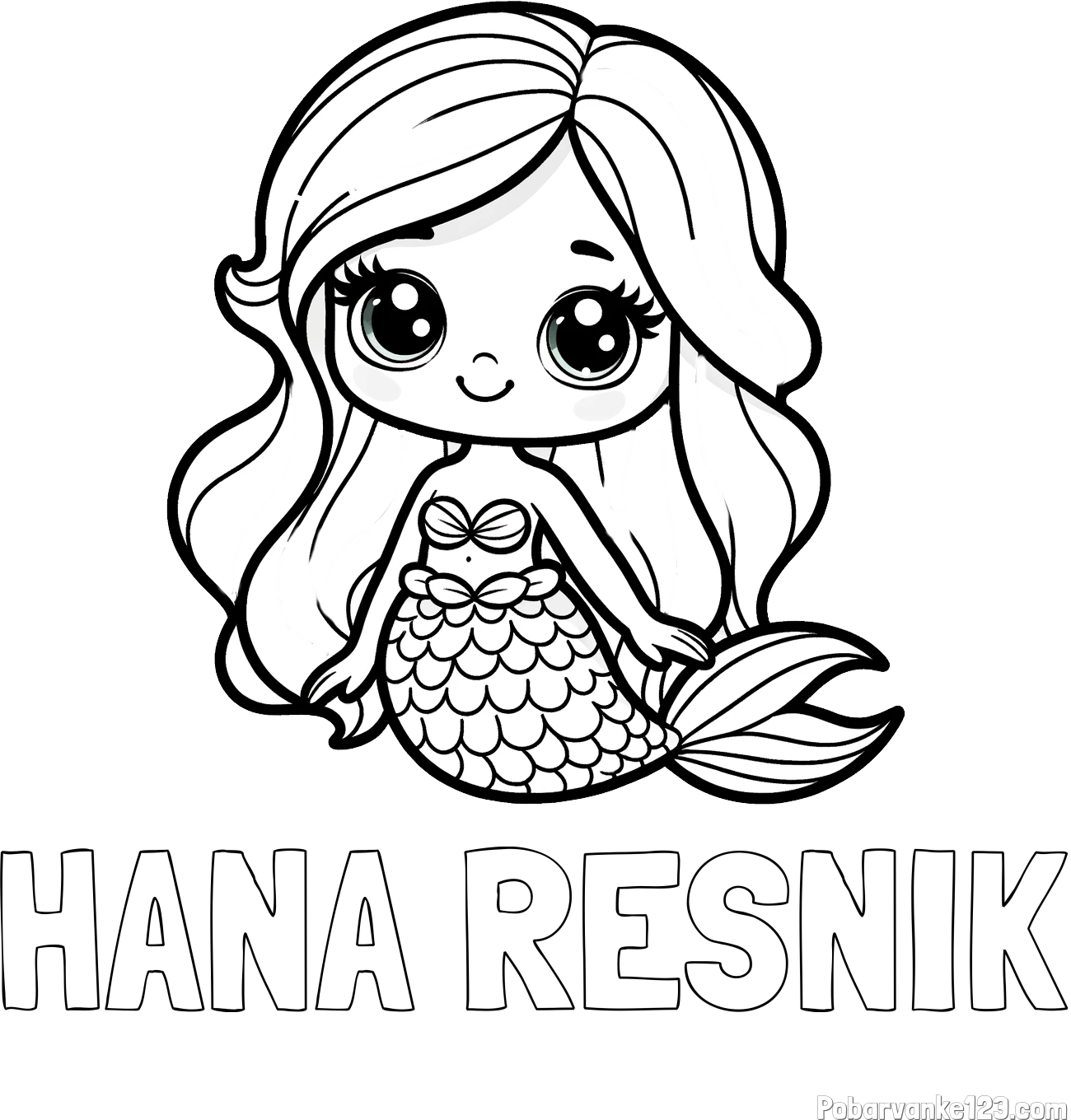 Pobarvanka imena HANA RESNIK in pobarvanka prikupne morske deklice