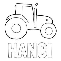 Online izdelana pobarvanka - Pobarvanka imena HANCI in otroška pobarvanka traktorja