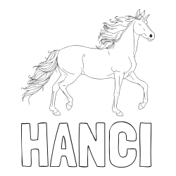Online izdelana pobarvanka - Pobarvanka imena HANČI in samorog