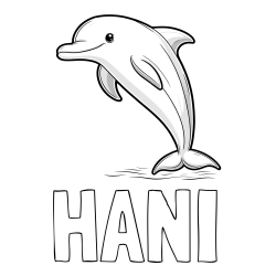 Online izdelana pobarvanka - Pobarvanka imena HANI in pobarvanka delfina