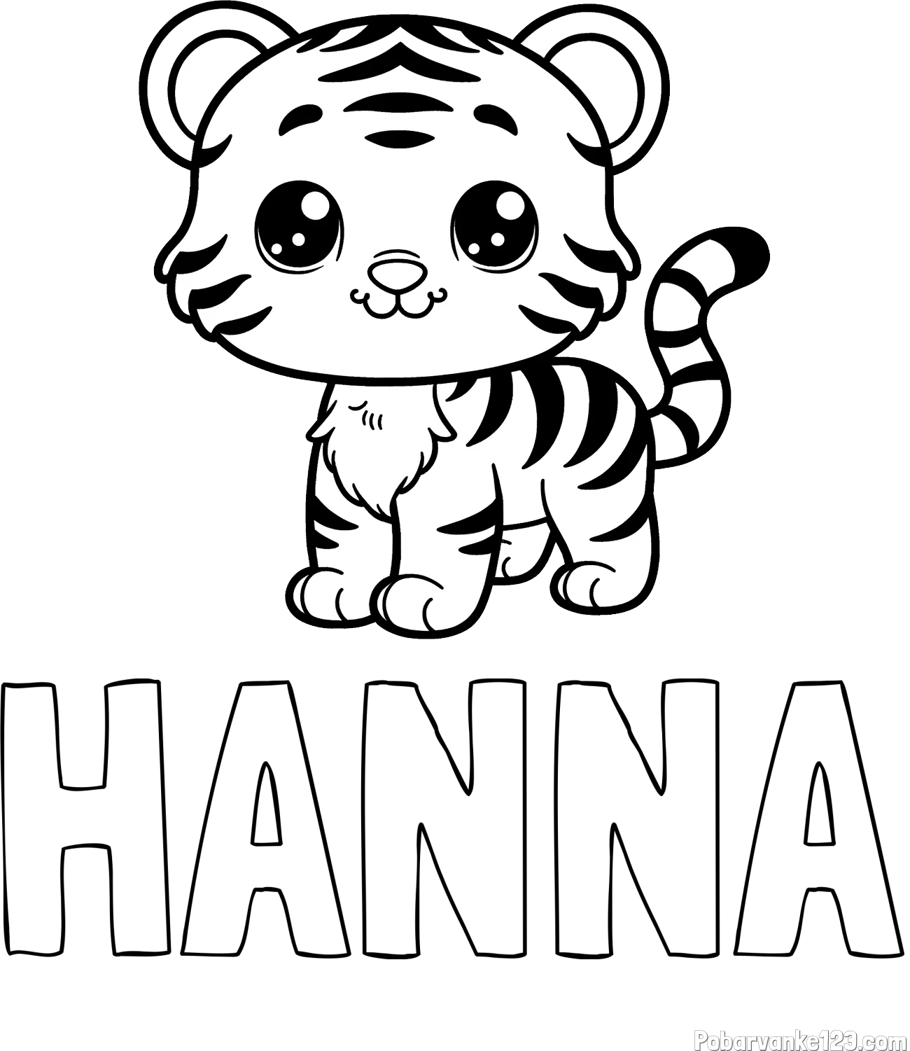 Pobarvanka imena HANNA in pobarvanka ljubkega tigrčka