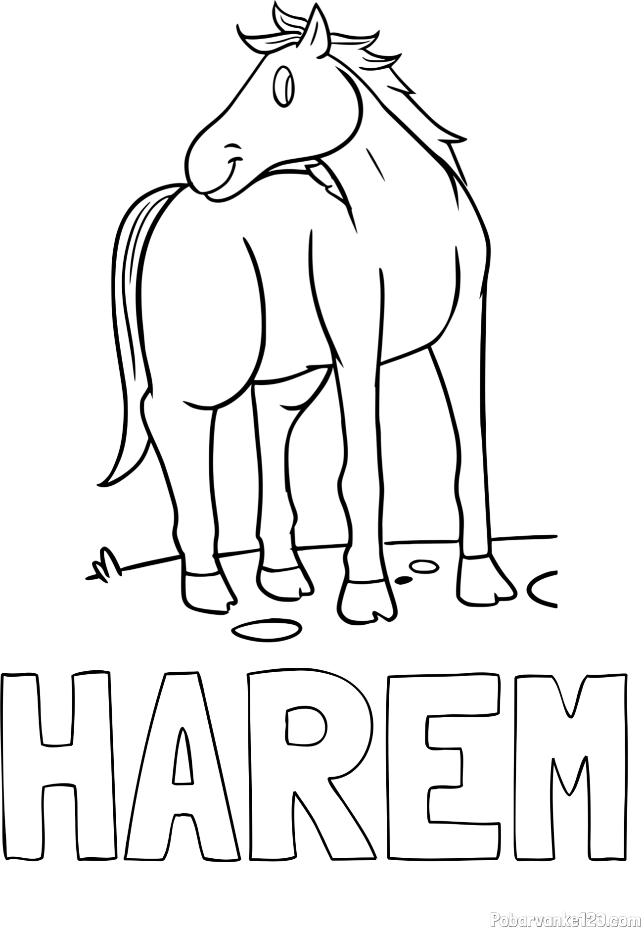 Pobarvanka imena HAREM in pobarvanka prikupnega konjička