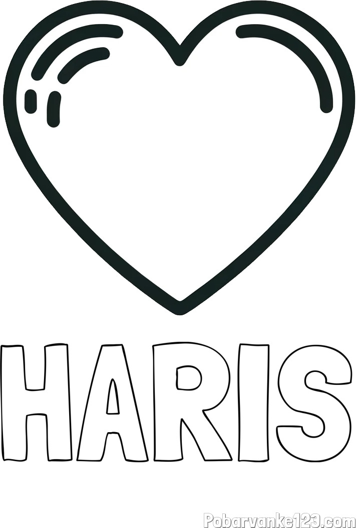 Pobarvanka imena HARIS in pobarvanka lepega srčka