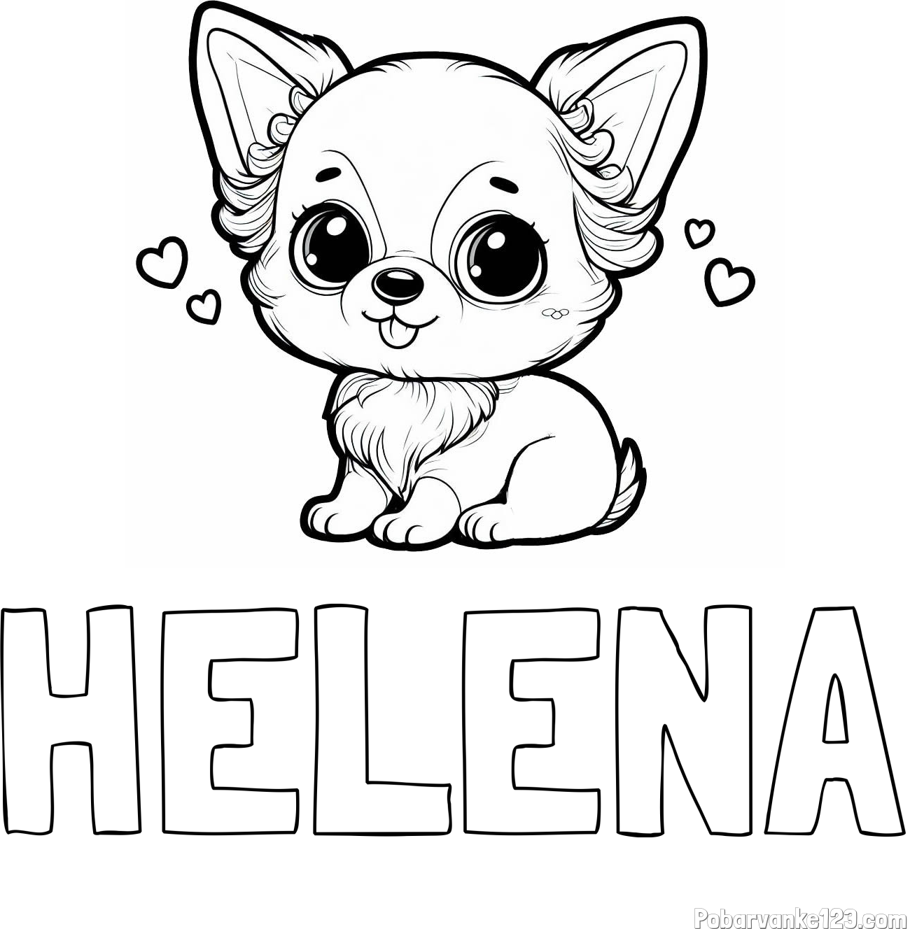 Pobarvanka imena HELENA in pobarvanka čivave