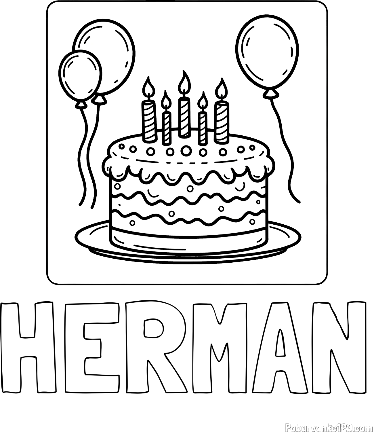 Pobarvanka imena HERMAN in pobarvanka torte za 5. rojstni dan