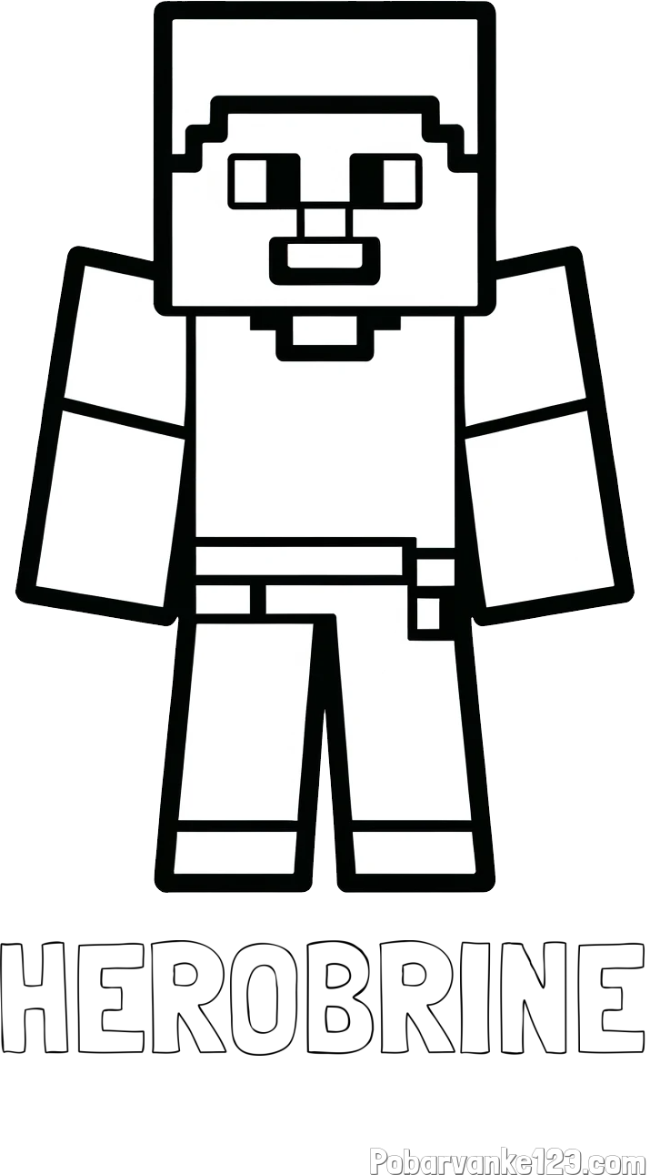Pobarvanka imena HEROBRINE in pobarvanka Minecraft figurice