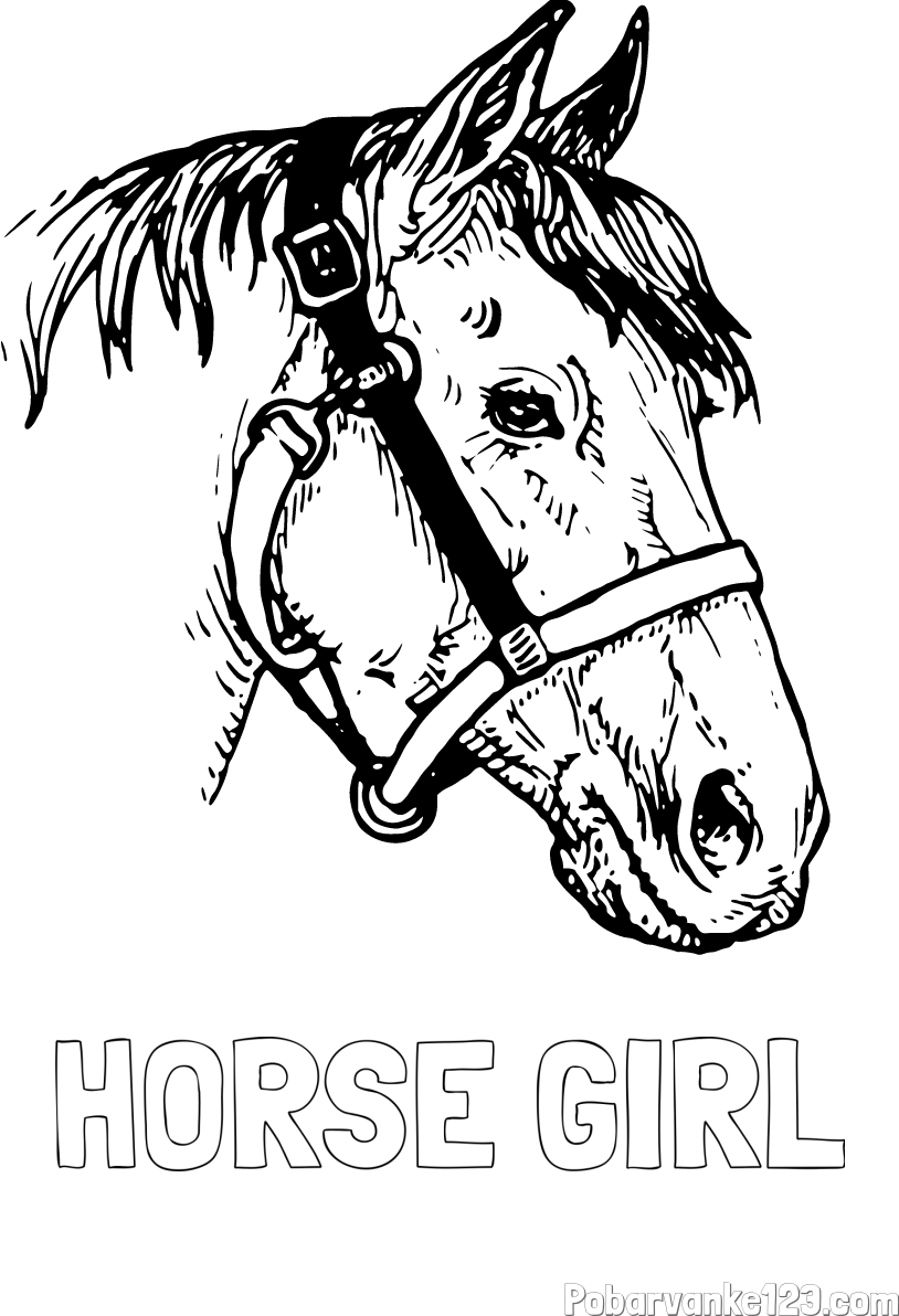 Pobarvanka imena HORSE GIRL in konjska glava