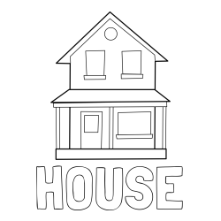 Online izdelana pobarvanka - Pobarvanka imena HOUSE in pobarvanka preproste hiše