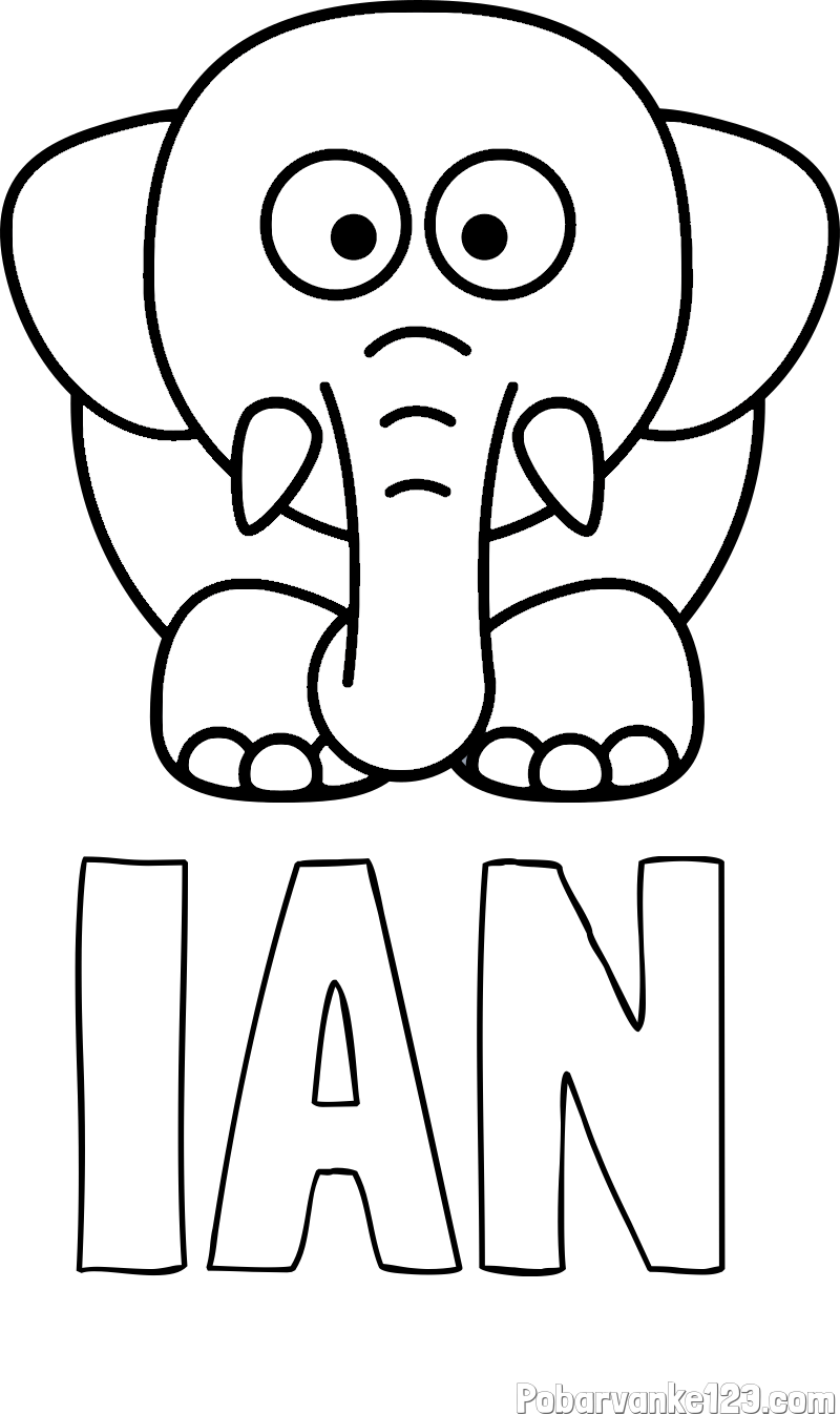 Pobarvanka imena IAN in pobarvanka slona