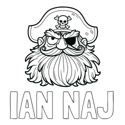 Online izdelana pobarvanka - Pobarvanka imena IAN NAJ in pobarvanka gusarja