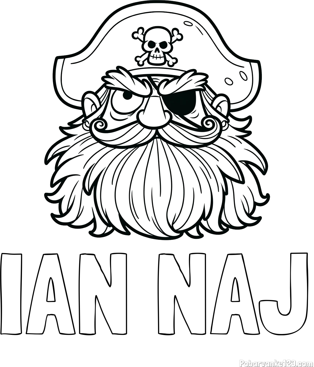 Pobarvanka imena IAN NAJ in pobarvanka gusarja