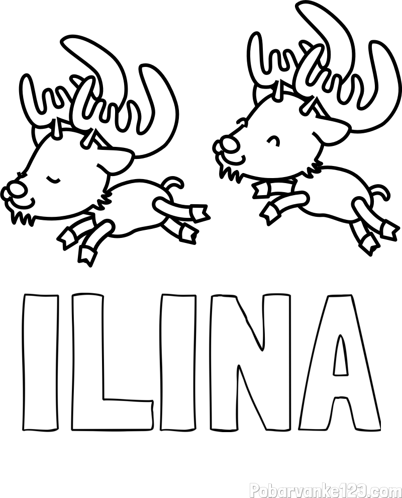 Pobarvanka imena ILINA in jelenčka