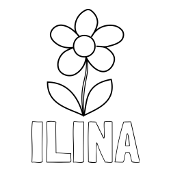 Online izdelana pobarvanka - Pobarvanka imena ILINA in otroška pobarvanka rože