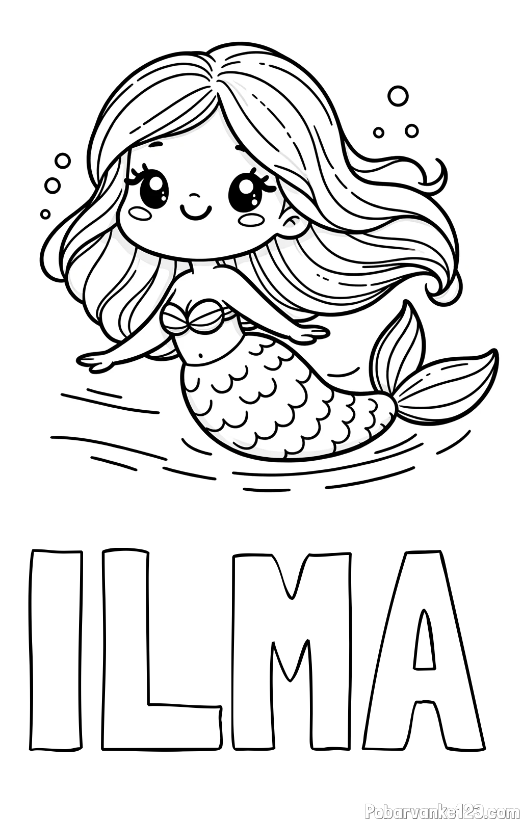 Pobarvanka imena ILMA in pobarvanka ljubke morske deklice