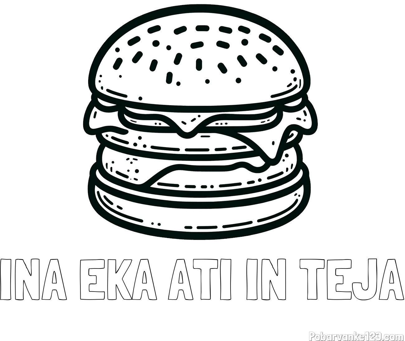 Pobarvanka imena INA EKA ATI IN TEJA in preprosta pobarvanka hamburgerja