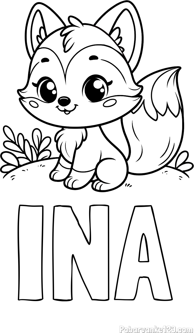 Pobarvanka imena INA in pobarvanka lisičke