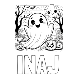 Online izdelana pobarvanka - Pobarvanka imena INAJ in pobarvanka ljubkega duhca in buč za noč čarovnic