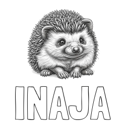 Online izdelana pobarvanka - Pobarvanka imena INAJA in pobarvanka ježa