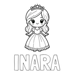 Pobarvanka imena INARA ter princeske
