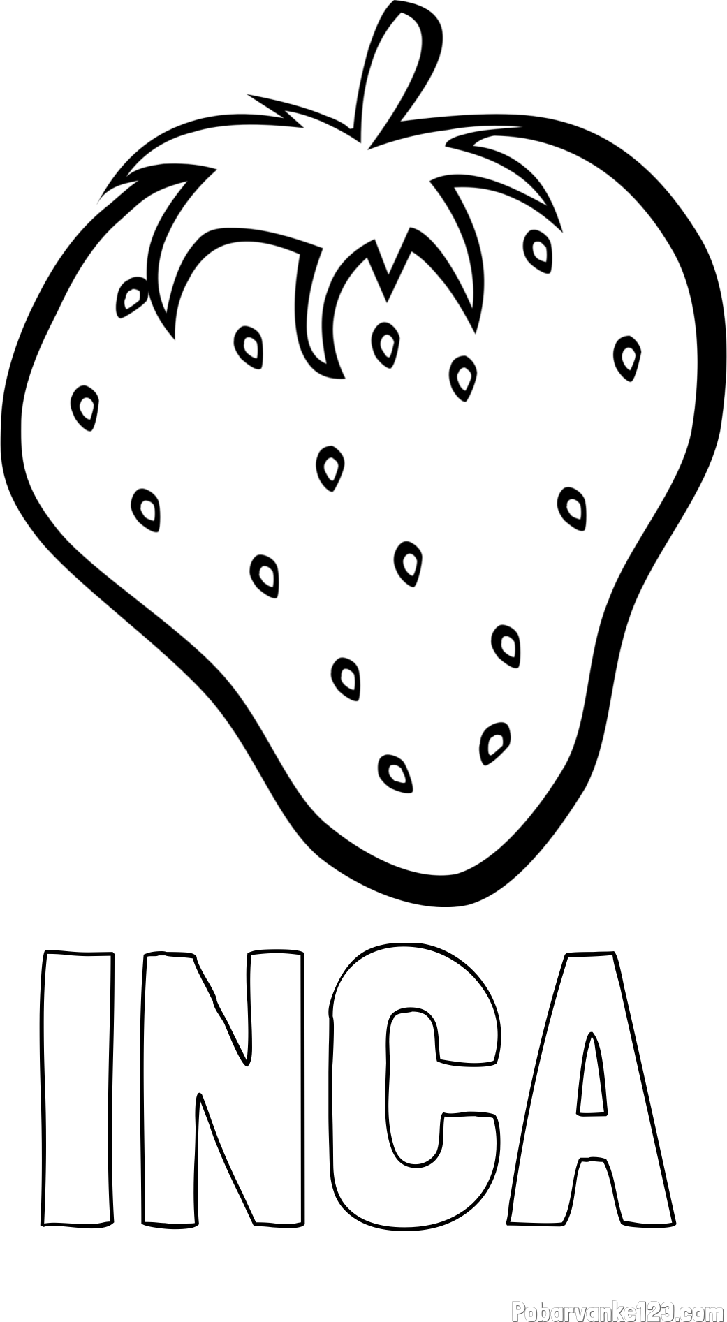 Pobarvanka imena INČA in pobarvanka sočne jagode