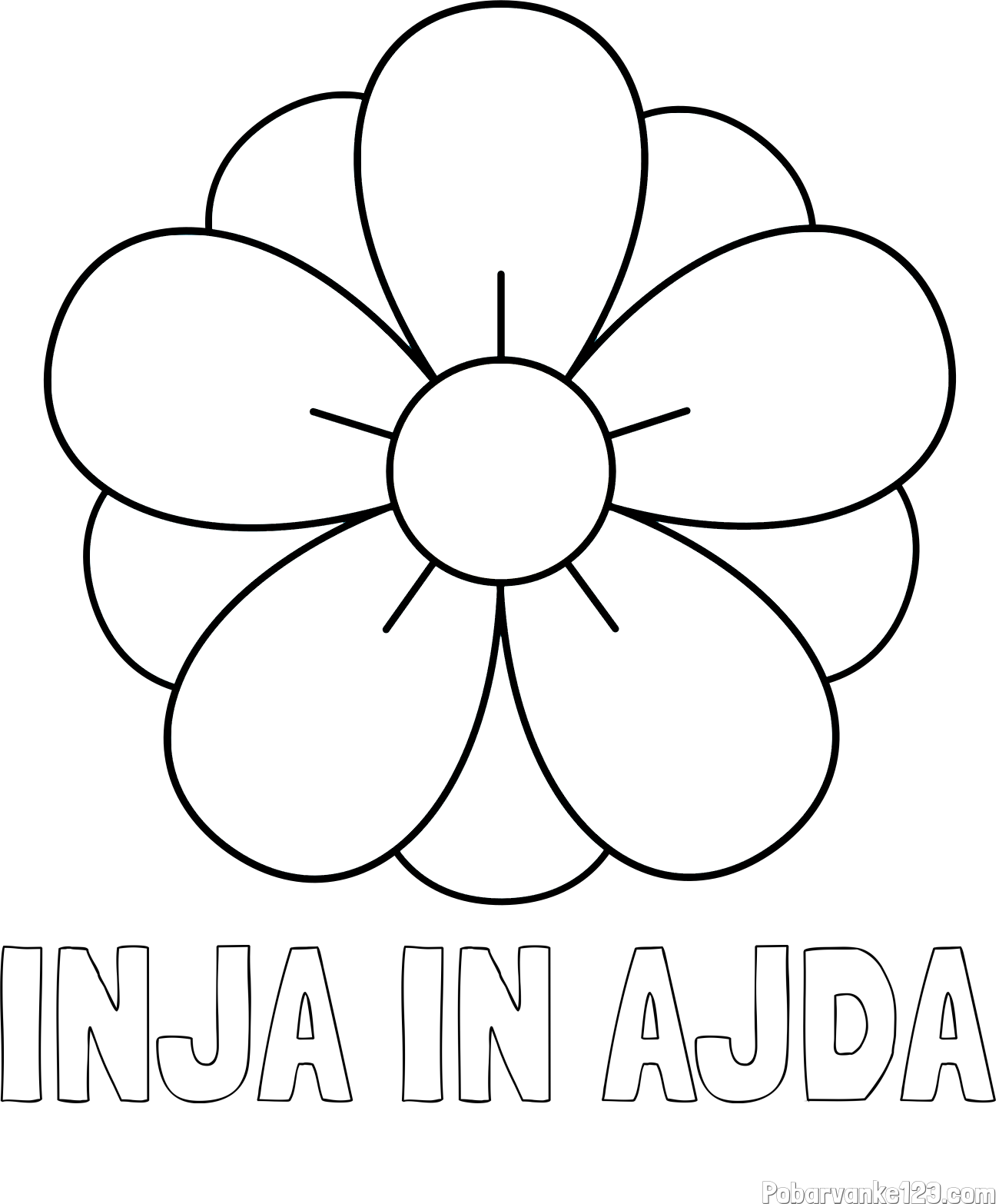 Pobarvanka imena INJA IN AJDA in pobarvanka lepega cveta