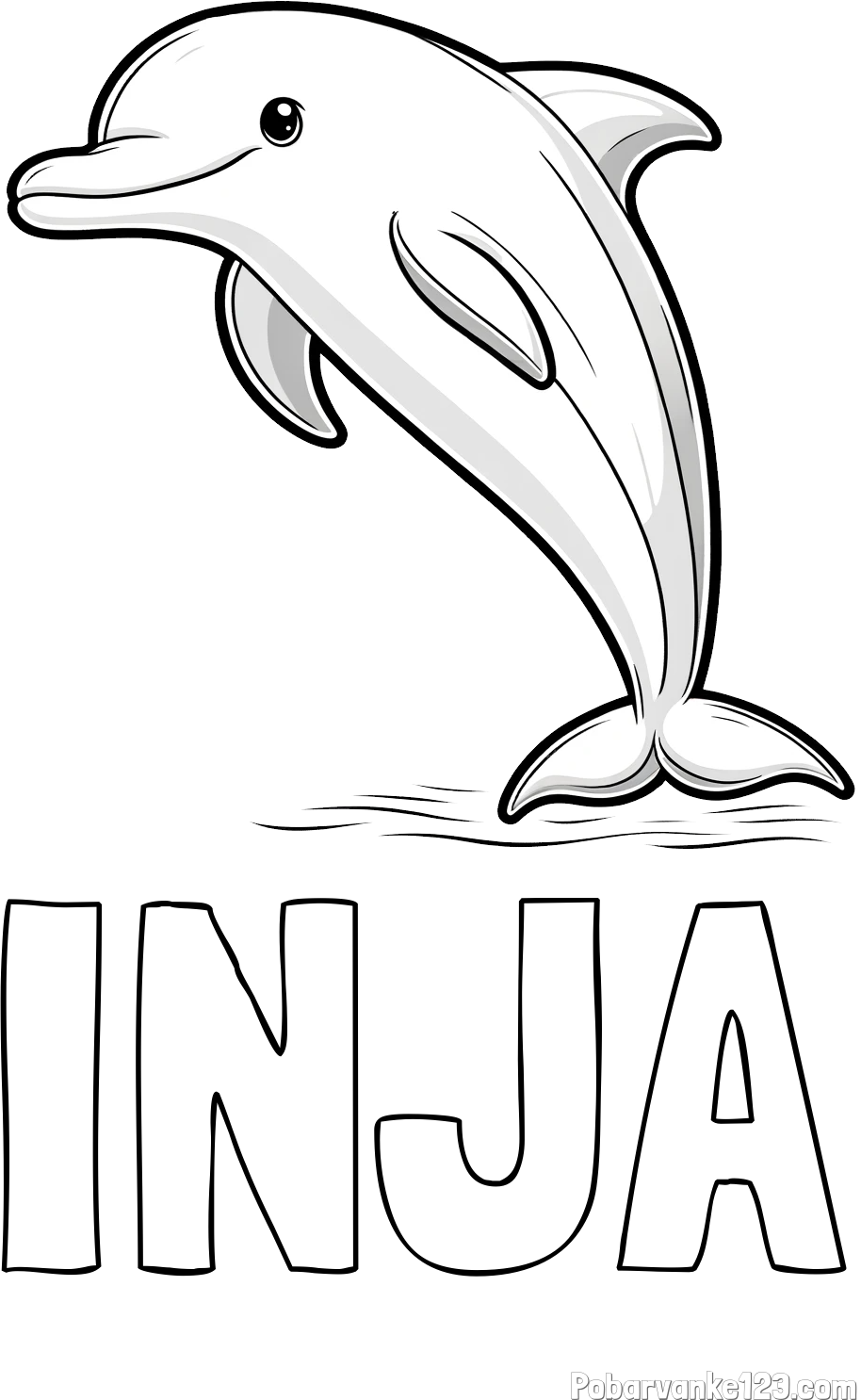 Pobarvanka imena INJA in pobarvanka delfina