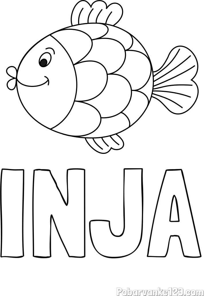 Pobarvanka imena INJA in pobarvanka ribice