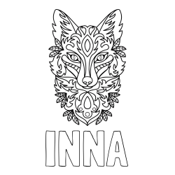 Online izdelana pobarvanka - Pobarvanka imena INNA in pobarvanka volka - mandale