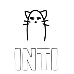 Online izdelana pobarvanka - Pobarvanka imena INTI in luštkana mačka