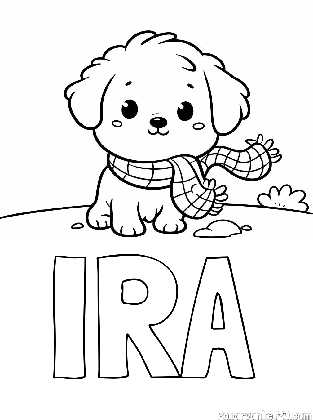 Pobarvanka imena IRA in pobarvanka prikupnega psička