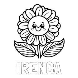 Online izdelana pobarvanka - Pobarvanka imena IRENCA in pobarvanka ljubke in nasmejane rože