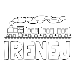 Online izdelana pobarvanka - Pobarvanka imena IRENEJ in pobarvanka vlaka