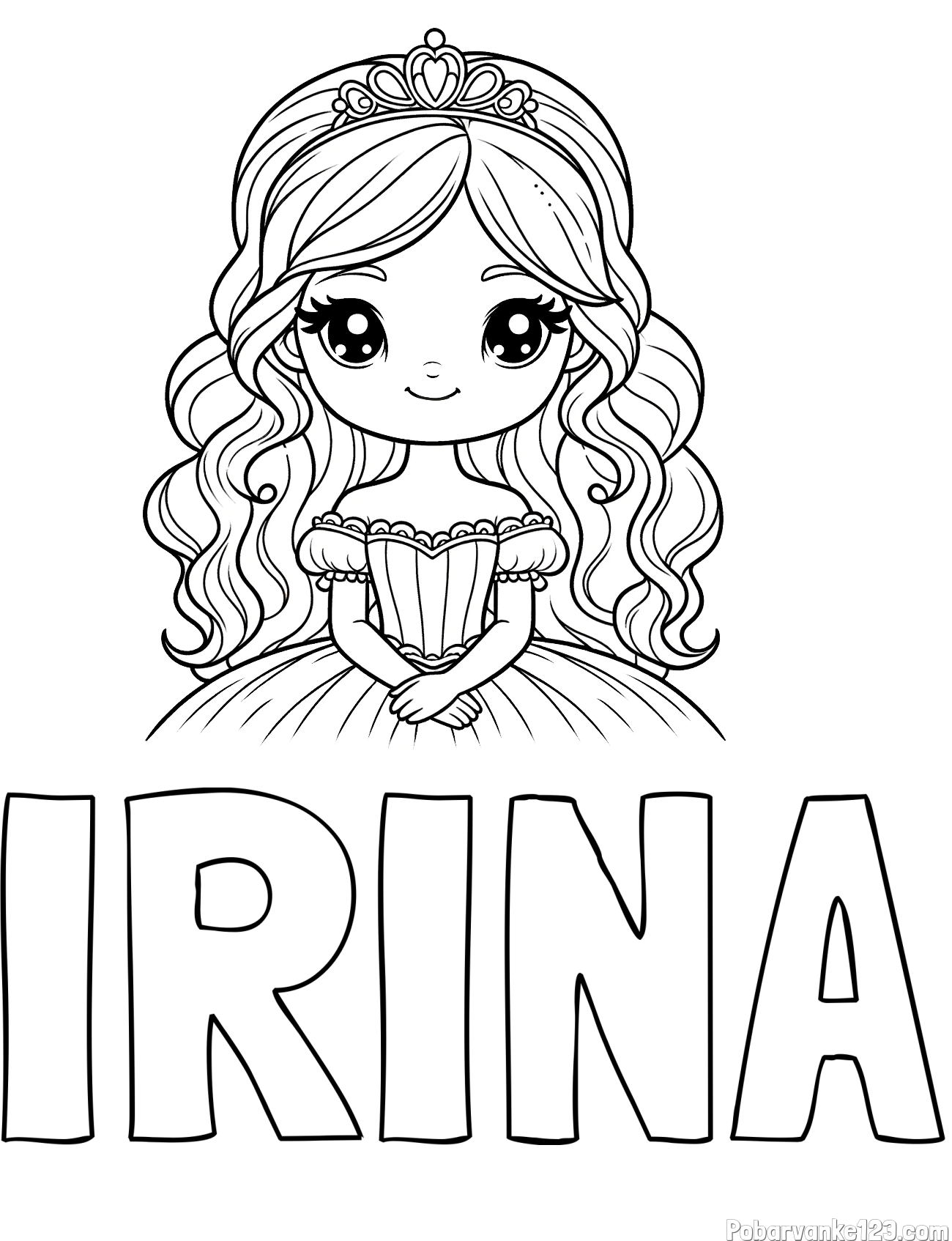 Pobarvanka imena IRINA in pobarvanka ljubke princese