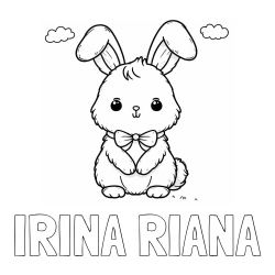 Online izdelana pobarvanka - Pobarvanka imena IRINA RIANA in pobarvanka prikupnega zajčka